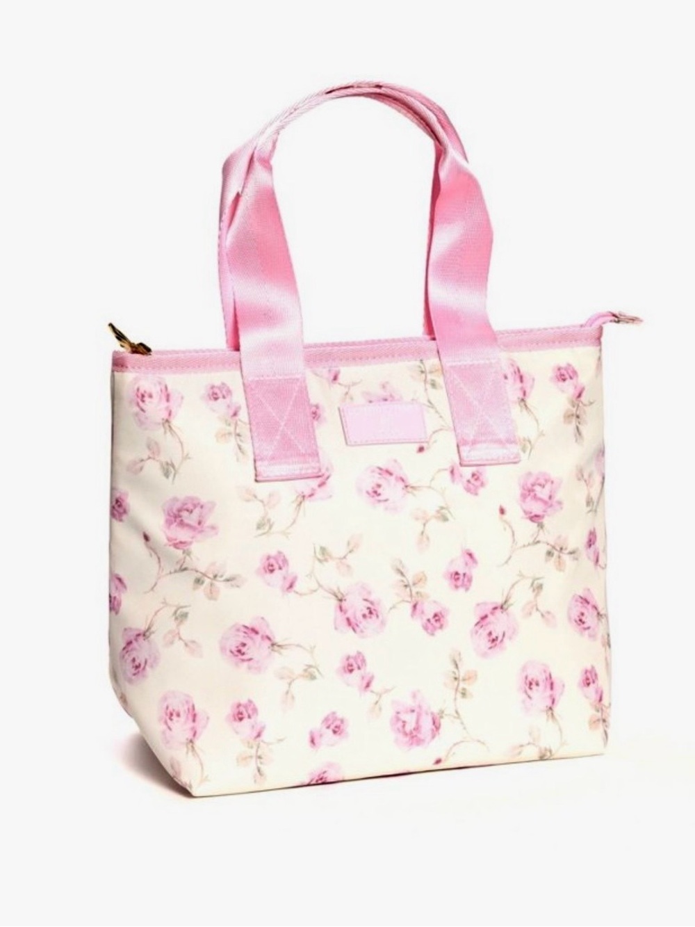 LoveShackFancy Cream and Pink Rose Print Mini Tote